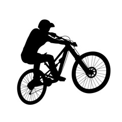Silhouette of a downhill biker vector ilustration. Perfect for design elements from downhill sports and extreme cycling sports.
