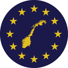 Badge of Yellow Map of Norway in colors of EU flag