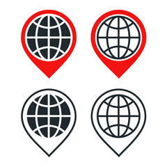 World globe map pin location. Illustration vector