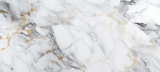 Abstract marbled background banner panorama - Luxurious elegant black white marble stone texture, with gold details Generative AI © Corri Seizinger