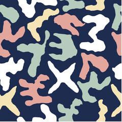 Organic shapes pattern. Abstract seamless repeat background. Hand drawn modern art. Doodle graphic.