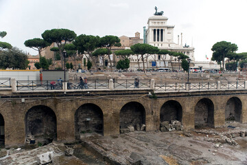Archaelogical site viewed from Via Alessandrina - Rome - Italy