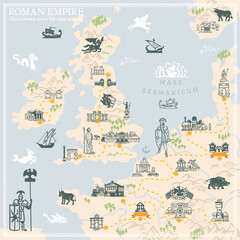 Roman Empire map builder simple hand draw illustrations in vector format