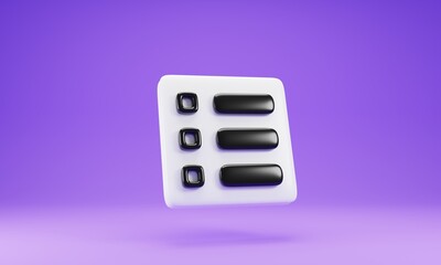 3d rendering wish list icon concept isolated on purple background