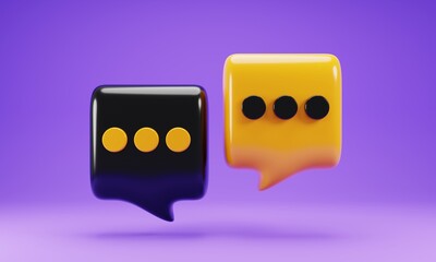 3d rendering bubble chat icon isolated on purple background
