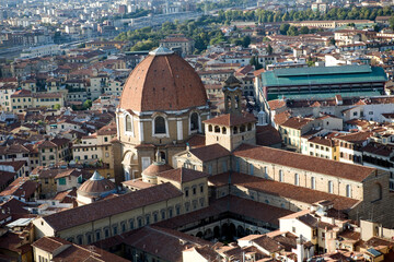 Fototapeta na wymiar Overview of Florence city centre from the Campanille - Florence - Italy