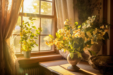 Fototapeta na wymiar Natural light streaming through a window, creating a serene and uplifting atmosphere.