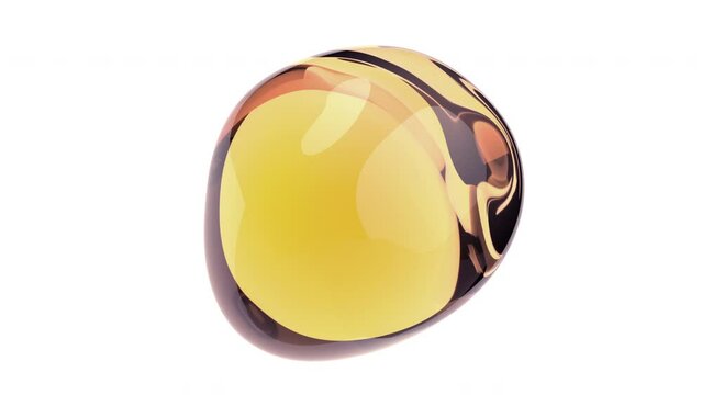 Abstract 3d animation of a yellow bubble, 4k video, loop
