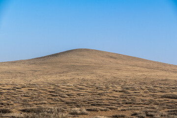 Nature Landscape Highway road in Central Mongolia, the road trip from Ulaanbaatar to Kharkhorin city