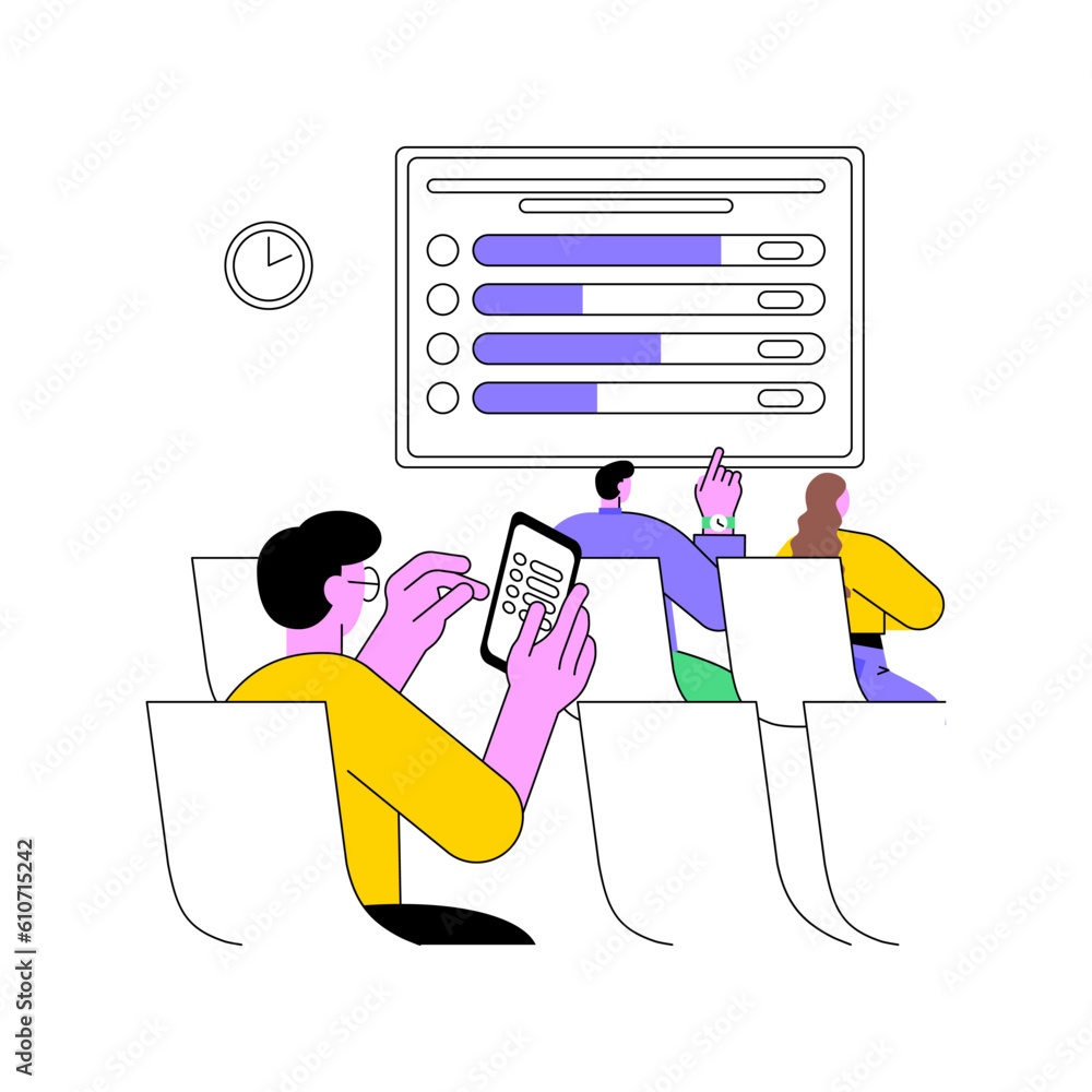 Poster student response system isolated cartoon vector illustrations. group of diverse people using the stu