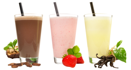 Milkshake Panorama - Different Milkshakes Transparent glass rim and bottom