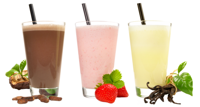 Milkshake Panorama - Different Milkshakes Transparent glass rim and bottom