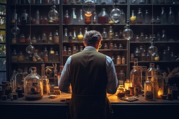 Mysterious Alchemist Engaged in Experiments