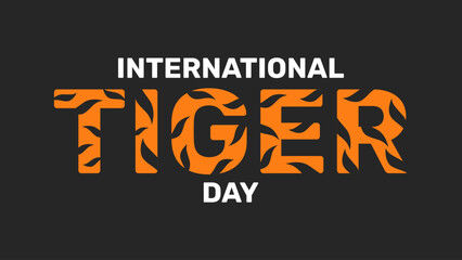 Vector illustration of International Tiger Day poster with dark background in flat design