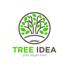 Tree Idea and Ecology Logo Design Illustration