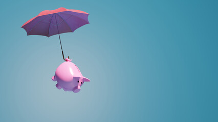 Protection From the Rain: Saving Money with Piggy Bank and Umbrella