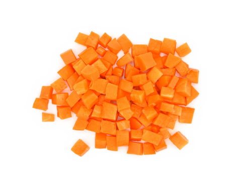 Chopped carrot isolated on transparent background. PNG