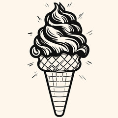 ice cream cone  vector for logo or icon,clip art, drawing Elegant modern style Illustration