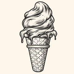 ice cream cone  vector for logo or icon,clip art, drawing Elegant modern style Illustration