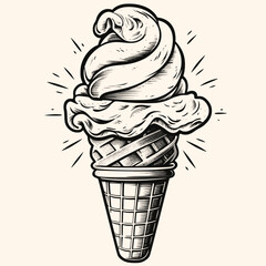 ice cream cone  vector for logo or icon,clip art, drawing Elegant modern style Illustration