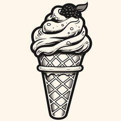 ice cream cone  vector for logo or icon,clip art, drawing Elegant modern style Illustration