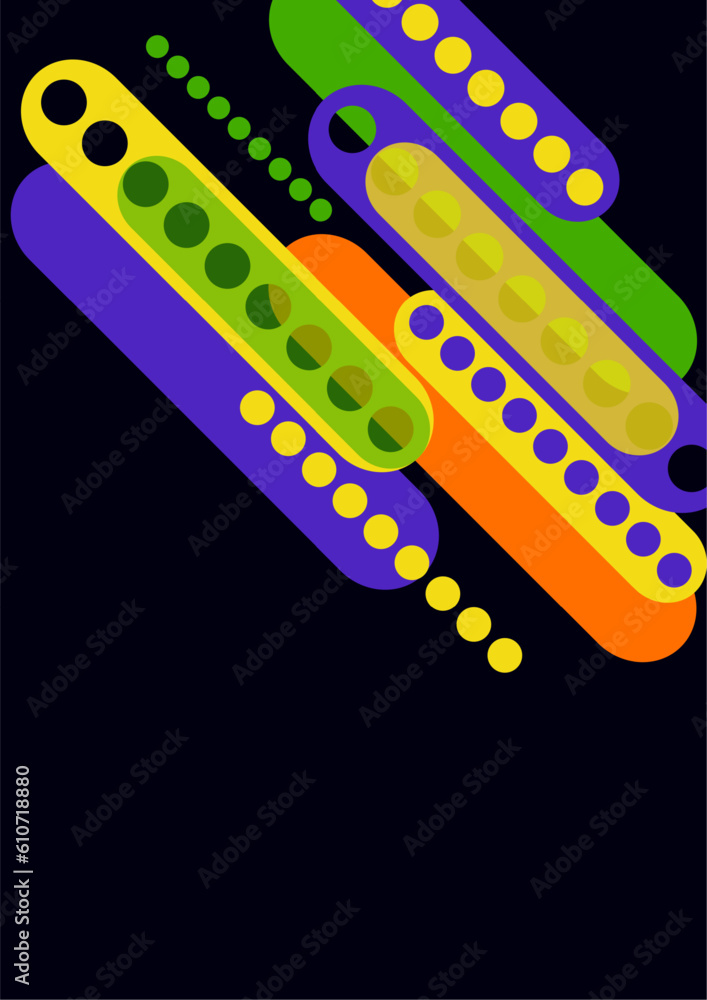 Poster abstract geometric colorful background with circles, rounded rectangles. graphic pattern of simple s