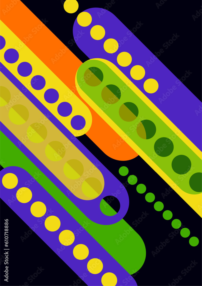 Poster abstract geometric colorful background with circles, rounded rectangles. graphic pattern of simple s