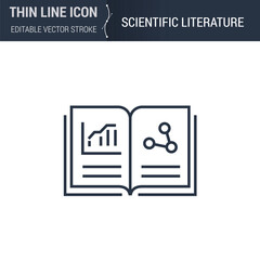 Symbol of Scientific Literature. Thin Line Icon of Biochemistry and Genetics. Stroke Pictogram Graphic for Web Design. High-Quality Outline Vector Symbol Concept. Premium Monoline Beauty. - 610720068