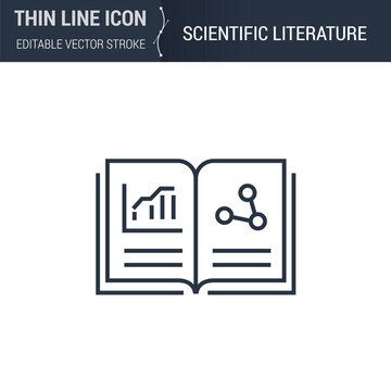 Symbol of Scientific Literature. Thin Line Icon of Biochemistry and Genetics. Stroke Pictogram Graphic for Web Design. High-Quality Outline Vector Symbol Concept. Premium Monoline Beauty.