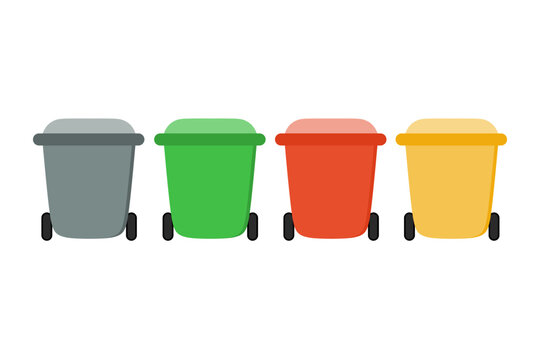 vector reycicle bin illustration in different colors and white background