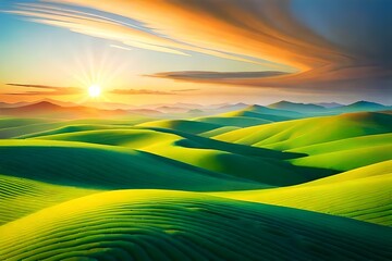 Obraz premium sunset over the field