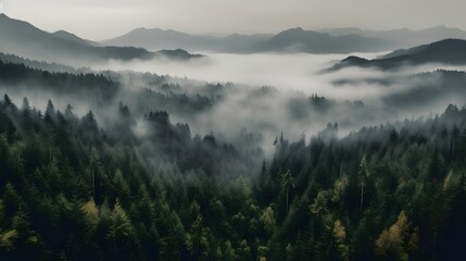 beautiful landscape with a mountain and a forest Generative AI, AI Generated