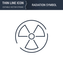 Radiation Symbol Icon. Thin Line Icon of Biochemistry and Genetics. Stroke Pictogram Graphic for Web Design. High-Quality Outline Vector Symbol Concept. Premium Monoline Beauty.