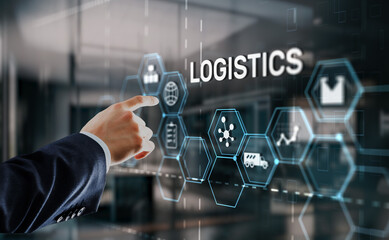Logistic network distribution and transport concept. Goods delivery