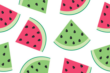 Seamless pattern of watermelon slices. Cute watermelon slice design, seamless wallpaper, background, color background. Vector illustration