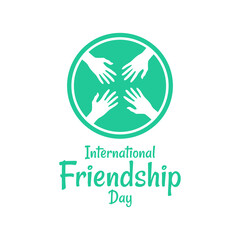 International Friendship Day with four hand drawn in flat design