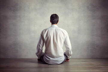 A person meditating or practicing mindfulness before diving into work tasks.