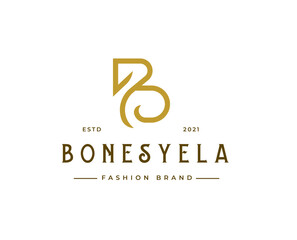 Minimalist Letter B boutique logo line style vector