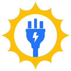 Solar energy icon with electric plug