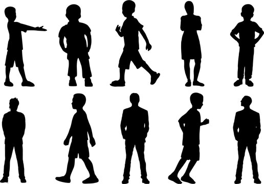 Collection Of People person Silhouettes From Various age groups and in different positions.