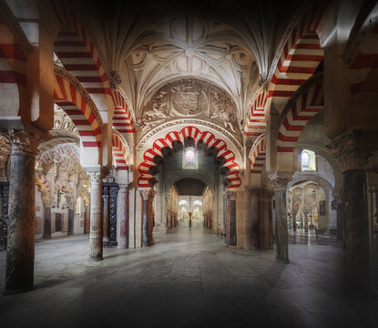 White and Red Multifoil Arch at Al-Hakam II Expasion area of Mosque&ndash;Cathedral of Cordoba - Cordoba, Andalusia, Spain