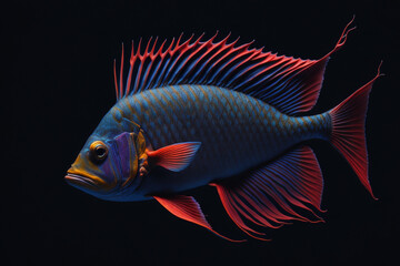 Fototapeta premium Underwater fish photography, generative ai