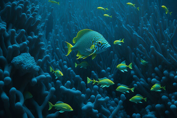 Fototapeta na wymiar Underwater fish photography, generative ai