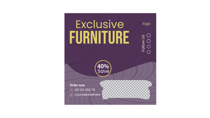 Modern furniture social media post banner template