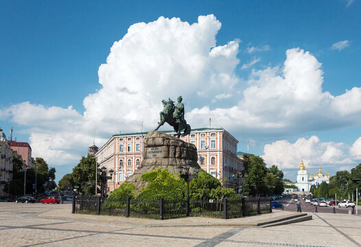 Monument to Hetman Bohdan Khmelnitsky on Sophia Square in Kyiv, Ukraine