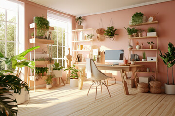A desk plant or flowers, adding a touch of nature and freshness to the workspace.