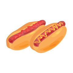 Tasty hot dogs on white background