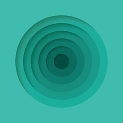 3D background with paper cut turquoise colours round holes. Realistic design layout for presentation, flyer, poster, banner, business card. Geometric vector illustration.