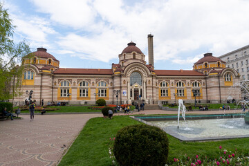 Fototapeta premium Exterior of the Bulgarian Regional History Museum in the city of Sofia, on a sunny day. Old baths of the Banya Bashi Mosque.
