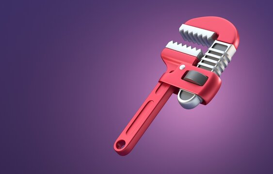 Isolated Stilson Wrench. 3D Illustration